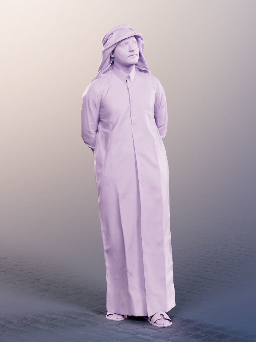 Sahin 12184 - Standing Traditional Arabic Man Low-poly 3D model_4