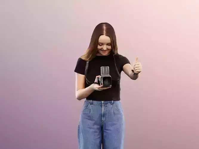 Malina 12094 - Casual Girl Taking Photo Low-poly 3D model