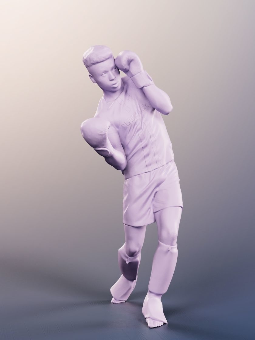 Kendal 12077 - Athletic Black Man Boxing Low-poly 3D model_4