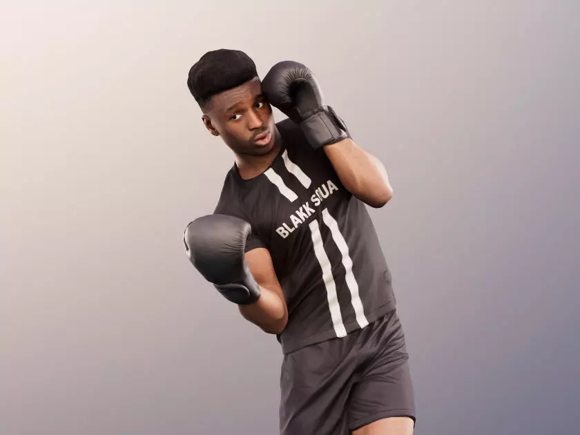 Kendal 12077 - Athletic Black Man Boxing Low-poly 3D model_0