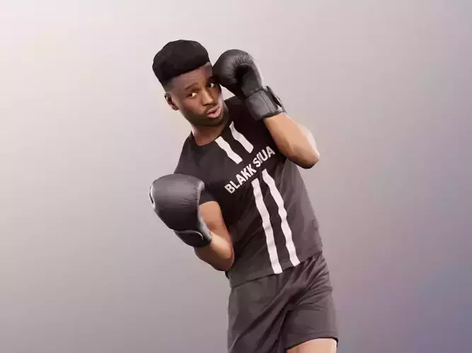 Kendal 12077 - Athletic Black Man Boxing