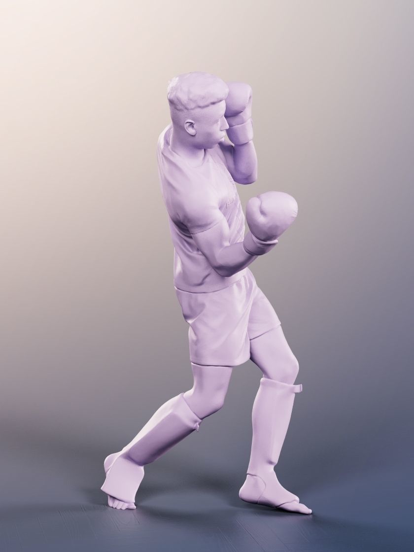 Kendal 12077 - Athletic Black Man Boxing Low-poly 3D model_5