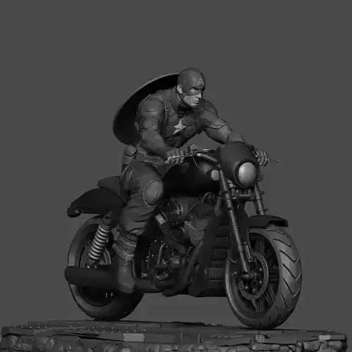 Captain America on Motorcycle 3D Printing Model Stl 3D print model