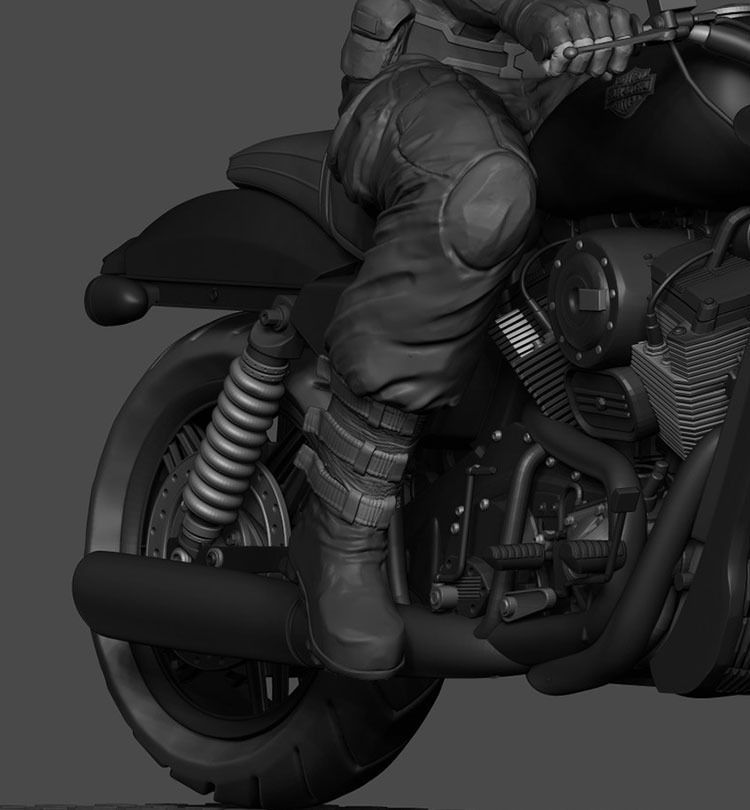 Captain America on Motorcycle 3D Printing Model Stl 3D print model_3