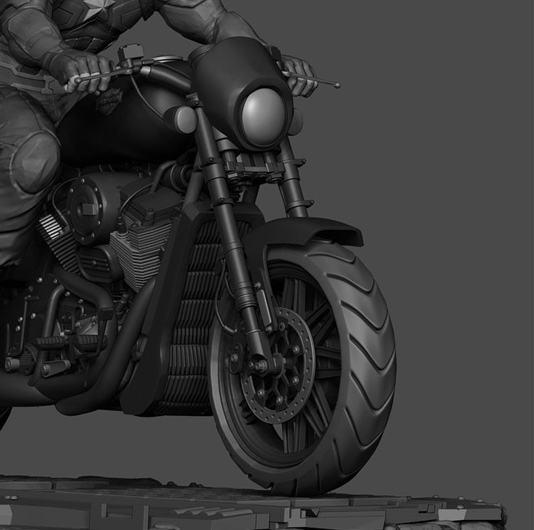 Captain America on Motorcycle 3D Printing Model Stl 3D print model_2