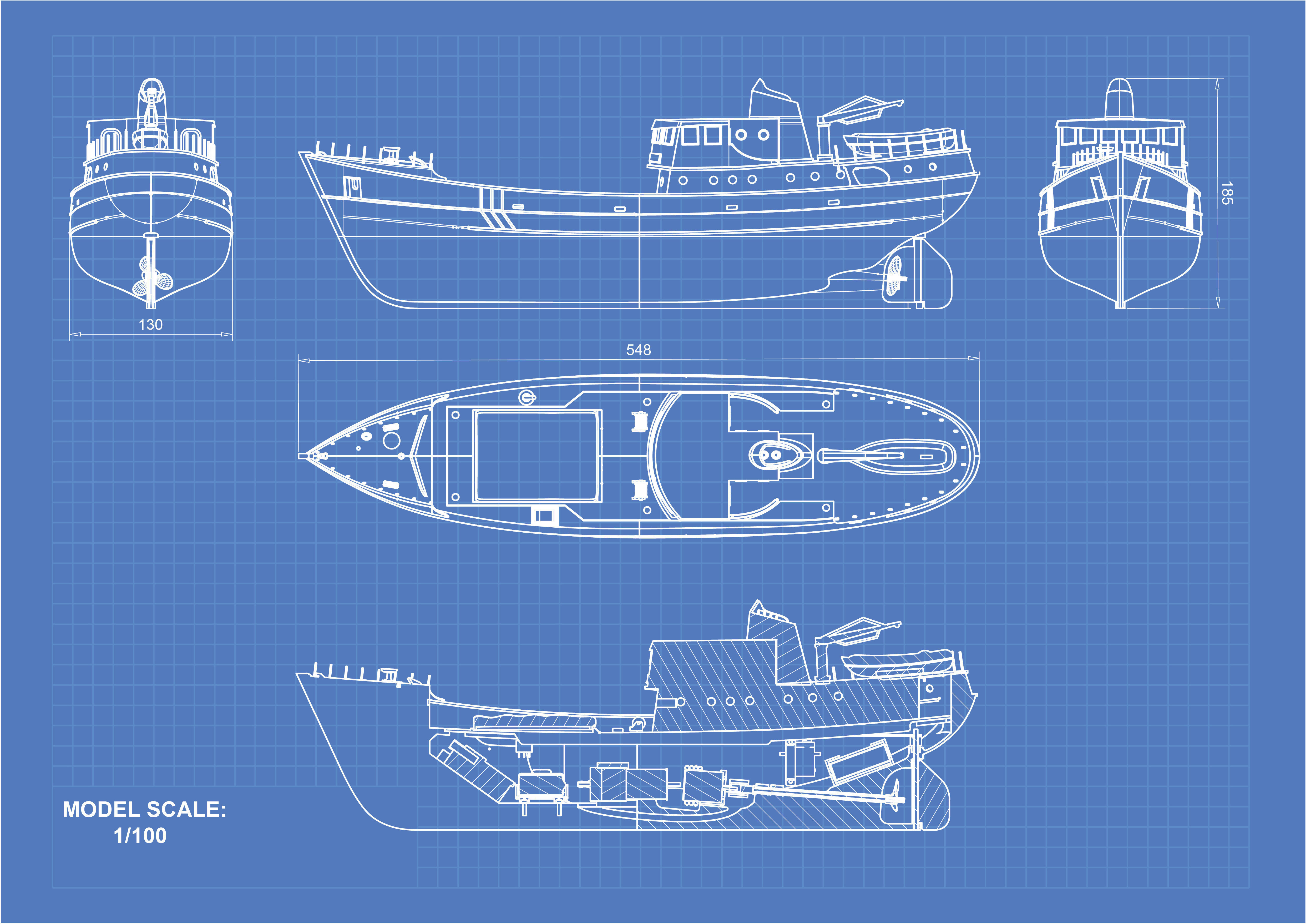 1 100 Fishing boat RC Model Ship Instructions 3D print model Free 3D print model_1