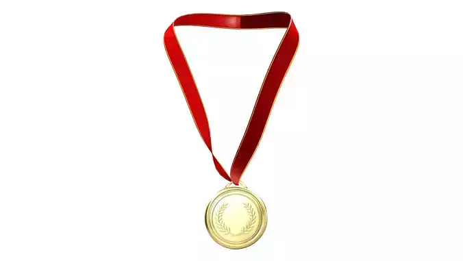 Gold Silver Bronze Medal With Ribbon Low-poly 3D model