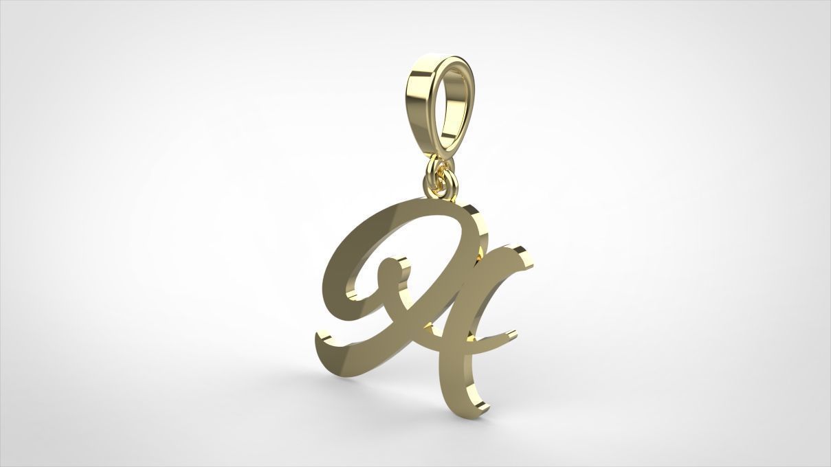 pendant alphabet hundred  A medium  3D print model_4
