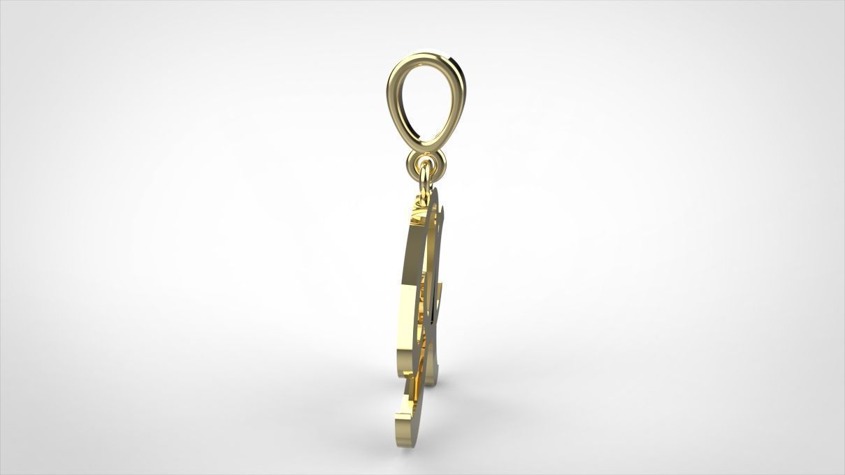 pendant alphabet hundred  A medium  3D print model_2
