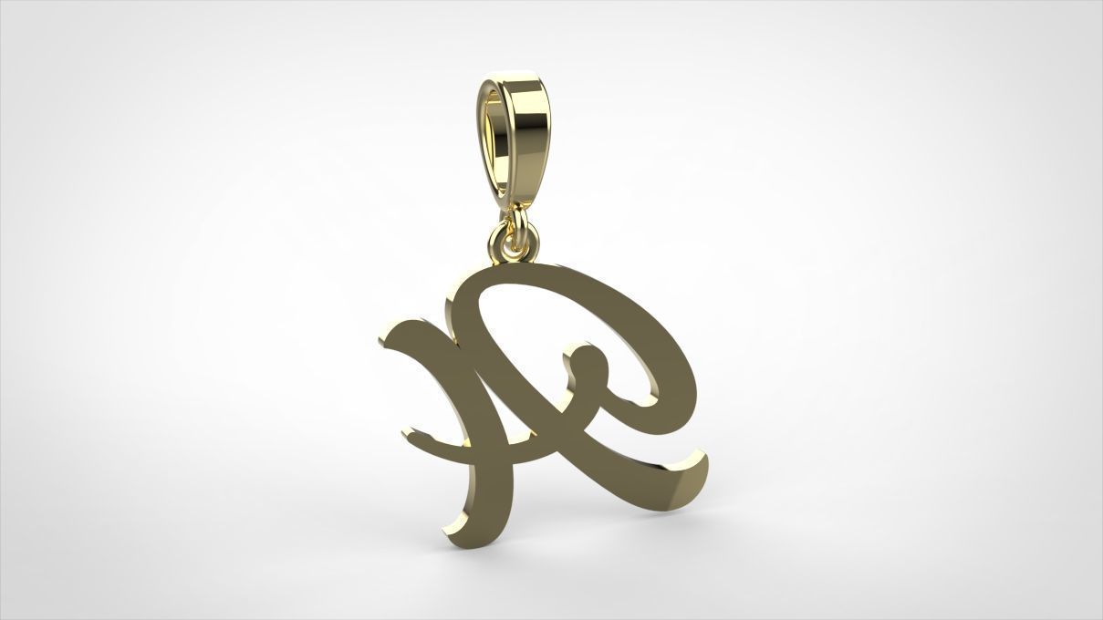 pendant alphabet hundred  A medium  3D print model_8
