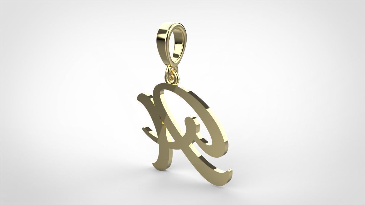 pendant alphabet hundred  A medium  3D print model_10