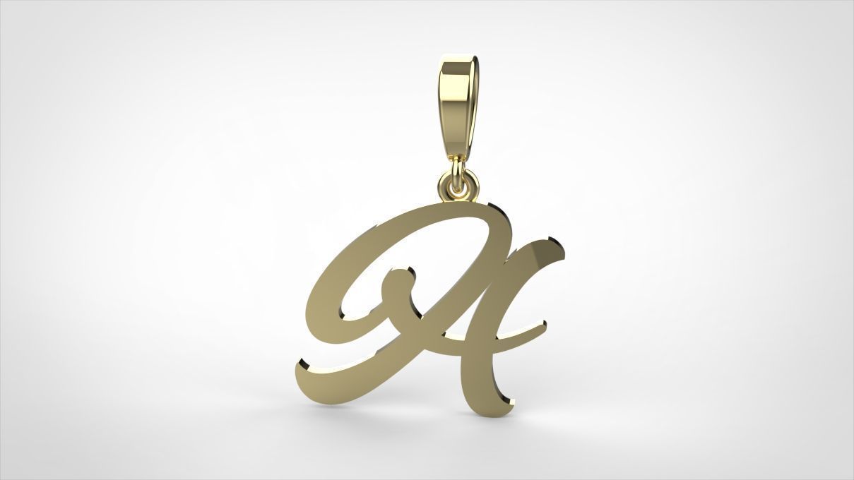 pendant alphabet hundred  A medium  3D print model_1