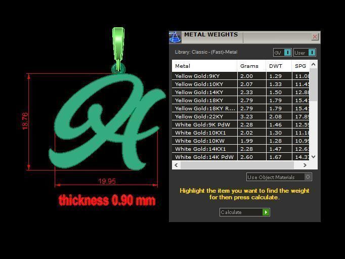 pendant alphabet hundred  A medium  3D print model_12