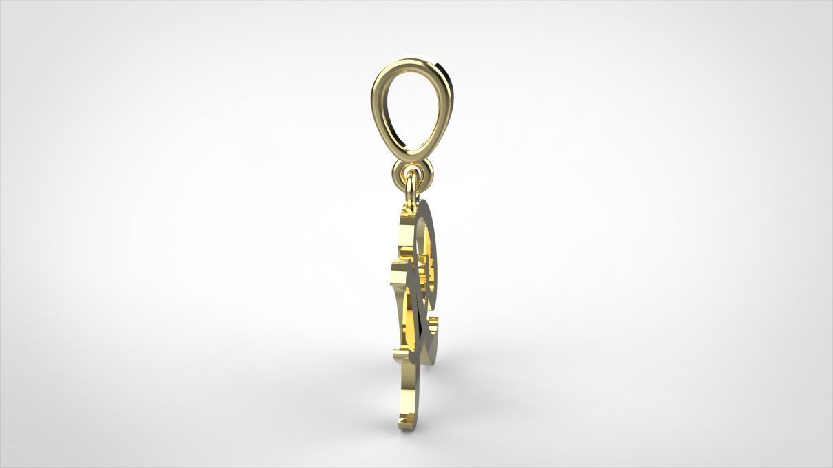 pendant alphabet hundred  A medium  3D print model_6