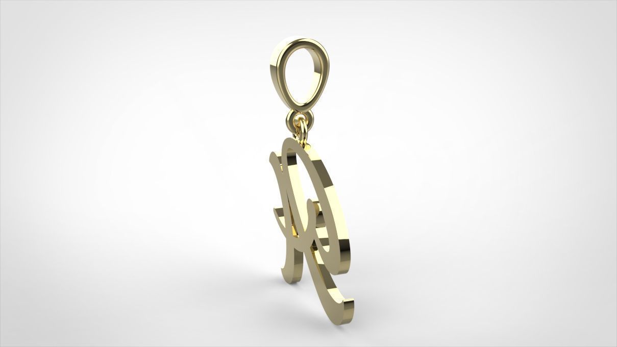 pendant alphabet hundred  A medium  3D print model_11