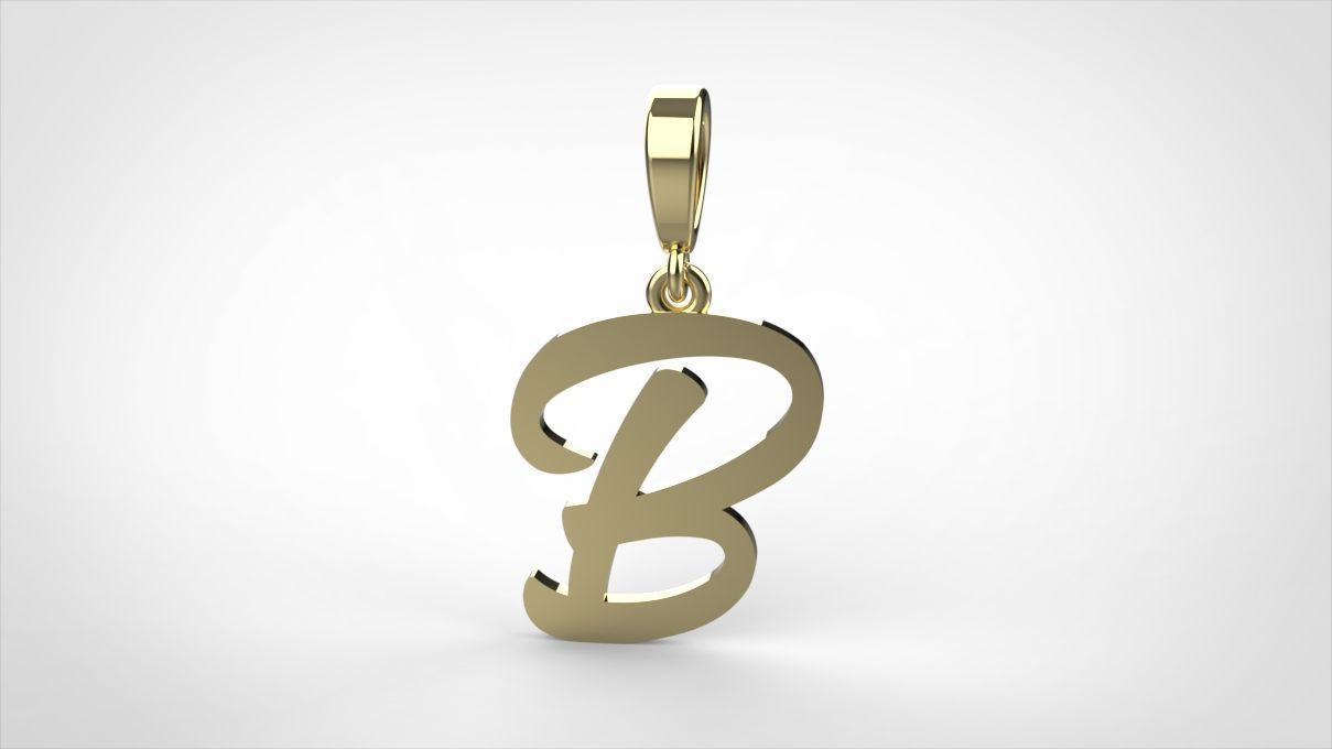  pendant alphabet hundred  B medium  3D print model_1