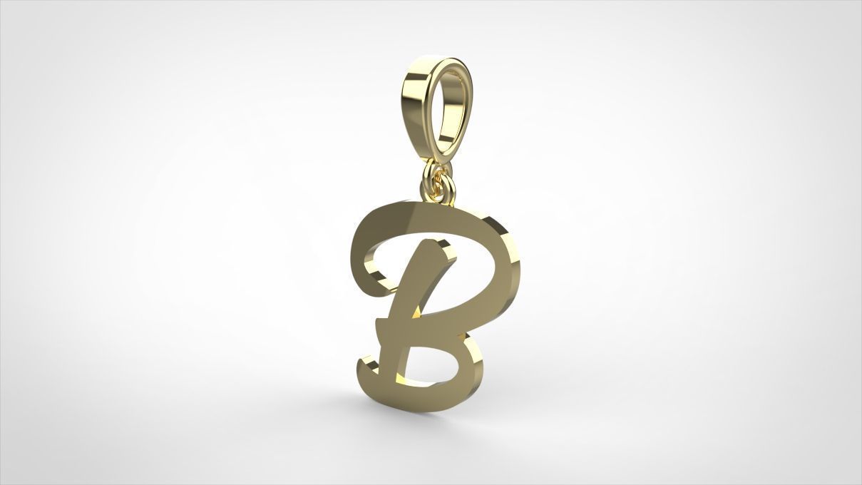  pendant alphabet hundred  B medium  3D print model_4