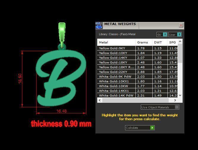  pendant alphabet hundred  B medium  3D print model_12