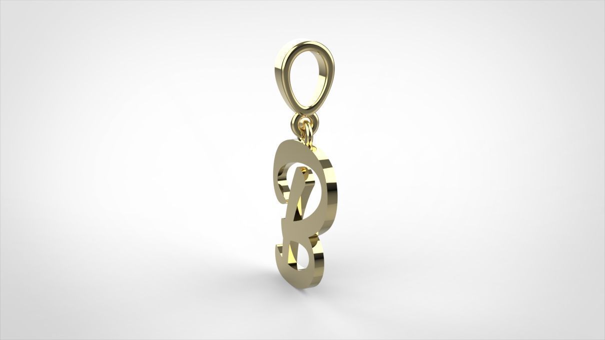  pendant alphabet hundred  B medium  3D print model_5