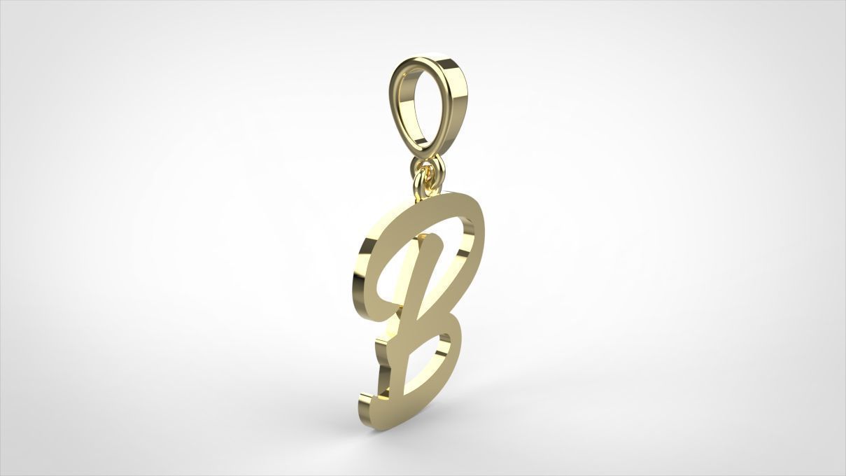  pendant alphabet hundred  B medium  3D print model_3