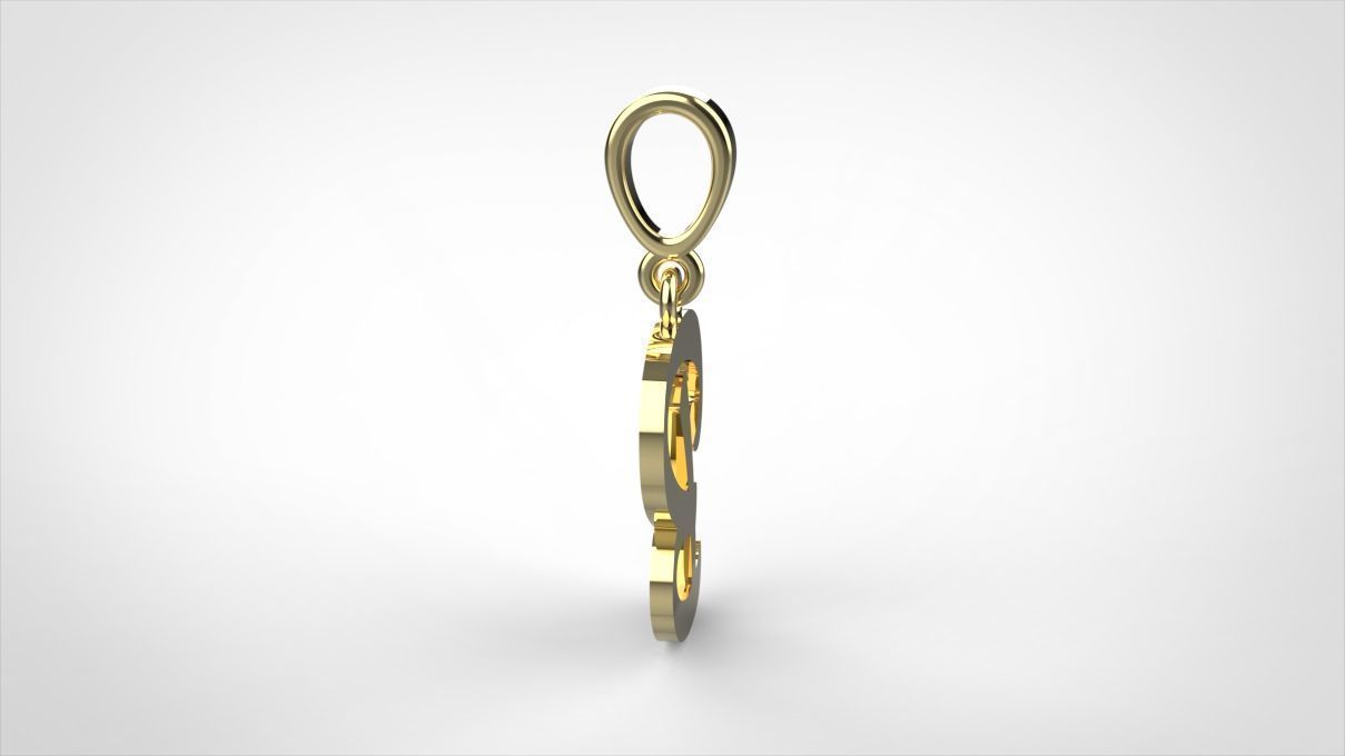  pendant alphabet hundred  B medium  3D print model_6