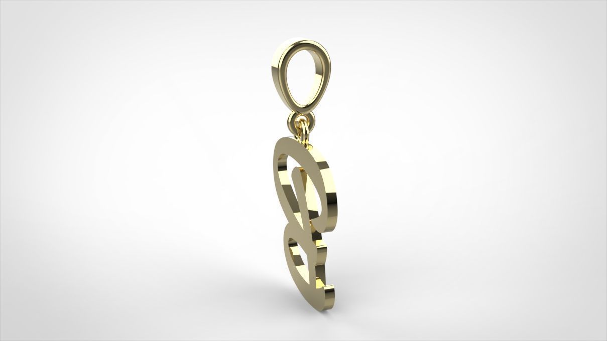  pendant alphabet hundred  B medium  3D print model_11