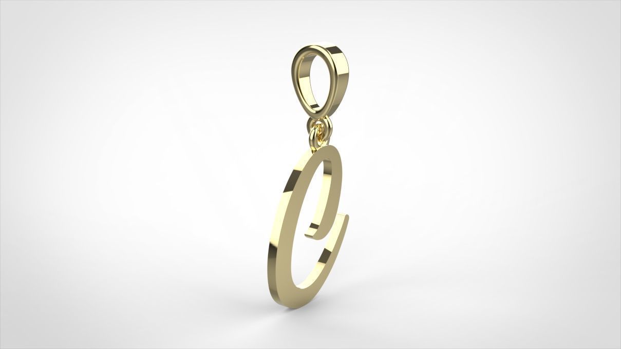 pendant alphabet hundred  C medium  3D print model_3