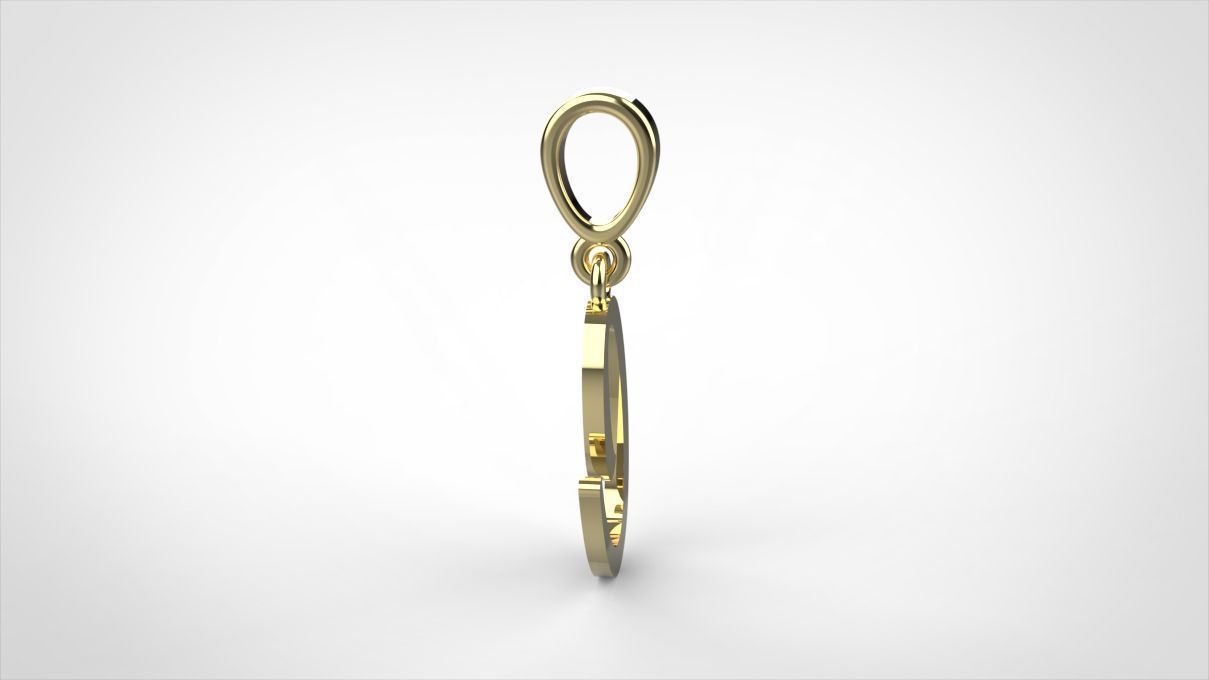 pendant alphabet hundred  C medium  3D print model_6