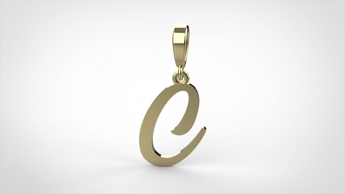 pendant alphabet hundred  C medium  3D print model_1