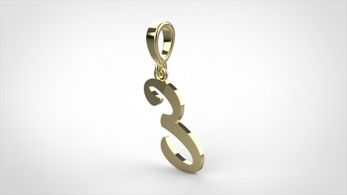 pendant alphabet hundred  E medium  3D print model_10