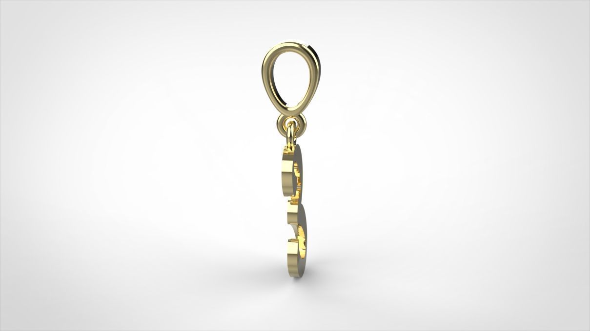 pendant alphabet hundred  E medium  3D print model_6