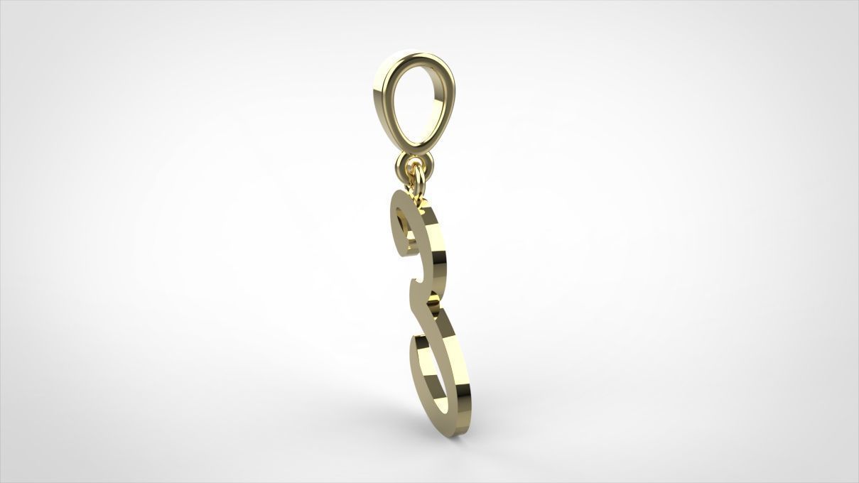 pendant alphabet hundred  E medium  3D print model_11