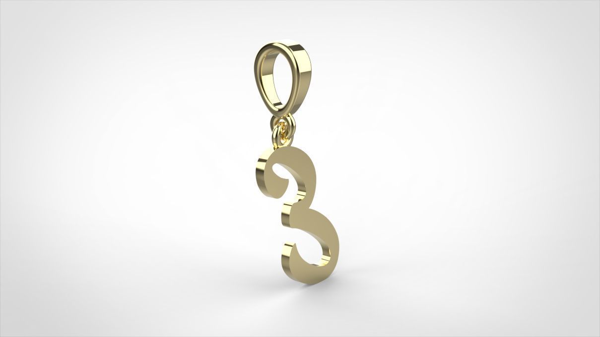 pendant alphabet hundred  E medium  3D print model_7