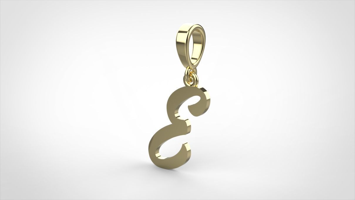 pendant alphabet hundred  E medium  3D print model_4