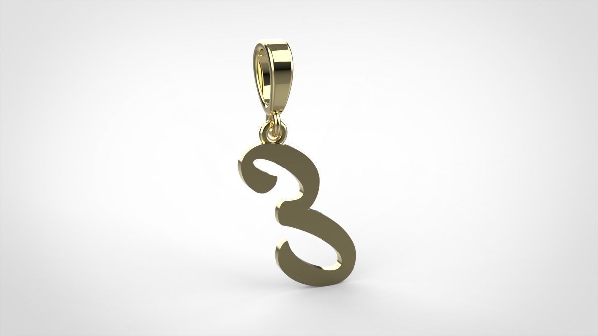 pendant alphabet hundred  E medium  3D print model_8
