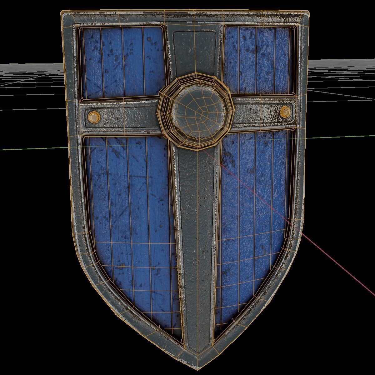 Stylized shield PBR Game ready Low-poly 3D model_6