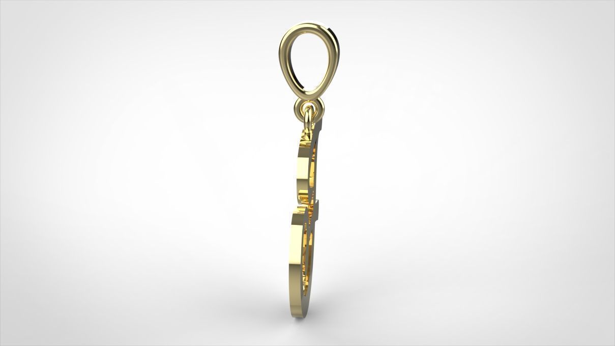  pendant alphabet hundred  F medium  3D print model_2