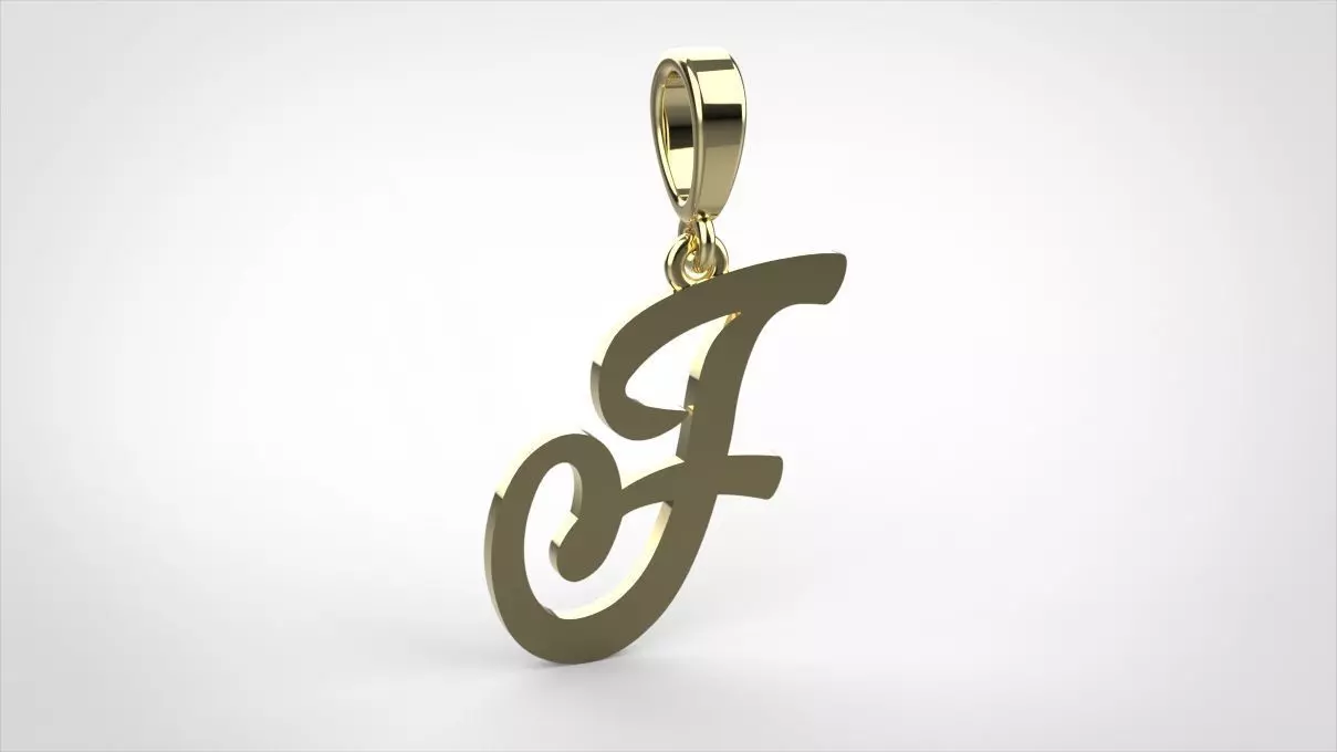  pendant alphabet hundred  F medium  3D print model_0