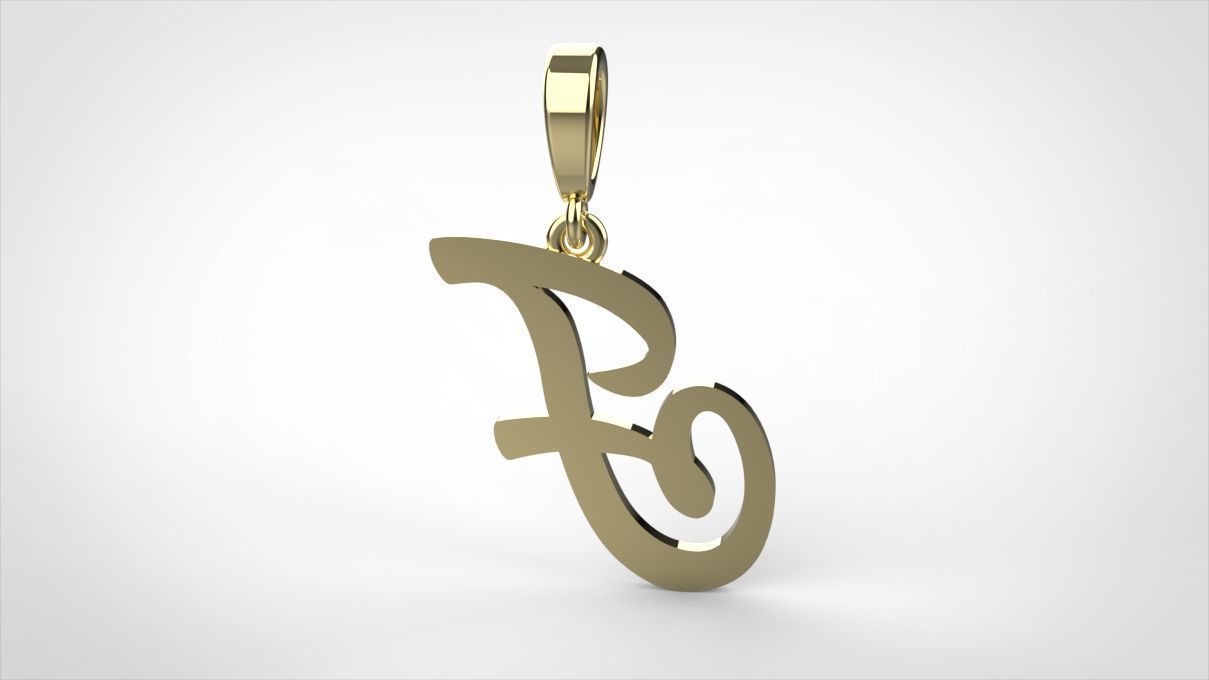  pendant alphabet hundred  F medium  3D print model_9
