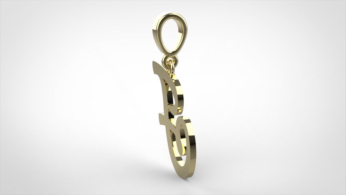  pendant alphabet hundred  F medium  3D print model_11