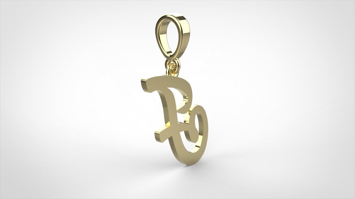  pendant alphabet hundred  F medium  3D print model_7