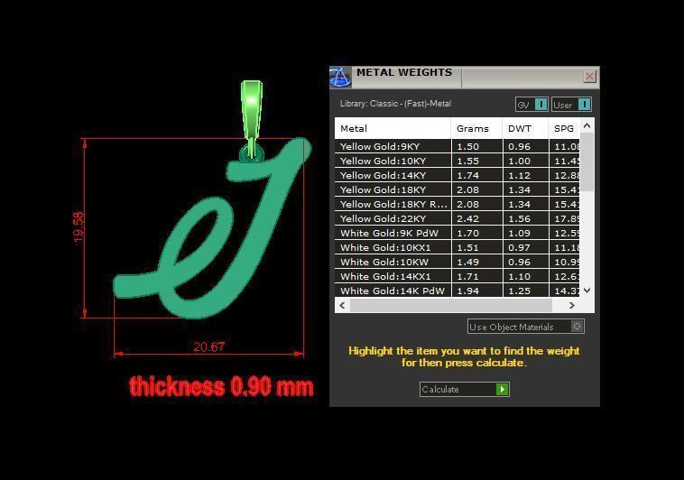  pendant alphabet hundred  I medium  3D print model_12