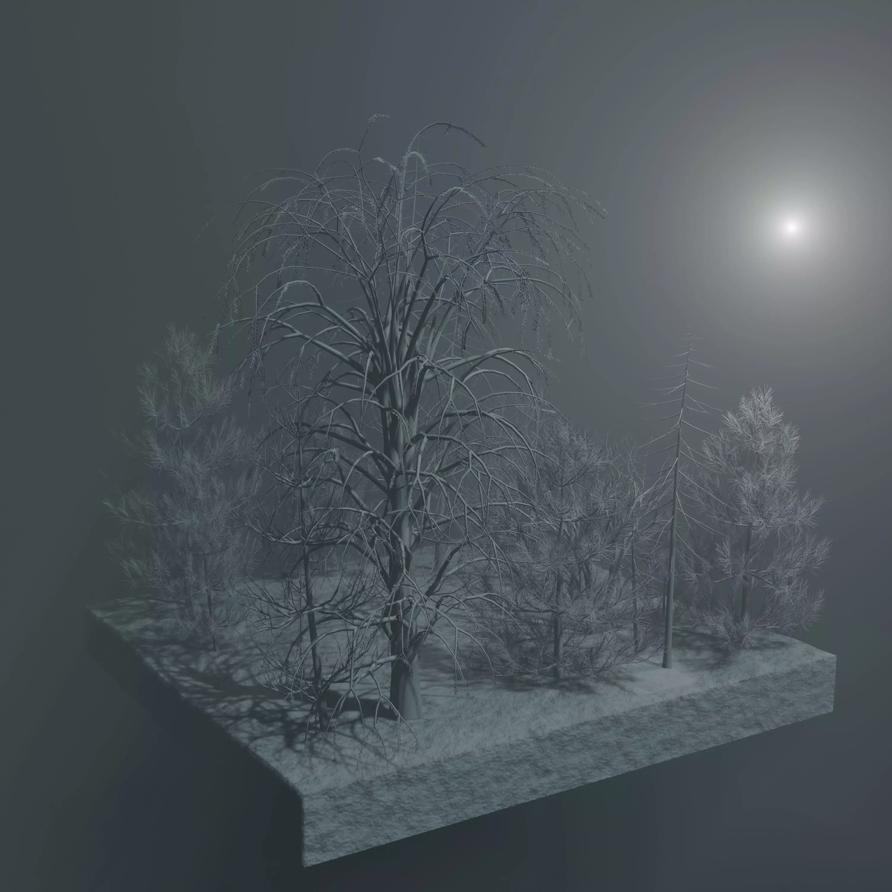 A little piece of Forest with a full moon on the backside 3D model