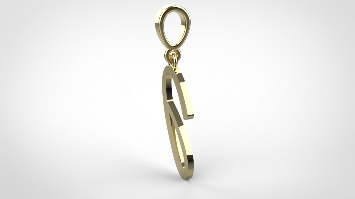 pendant alphabet hundred  J medium  3D print model_11