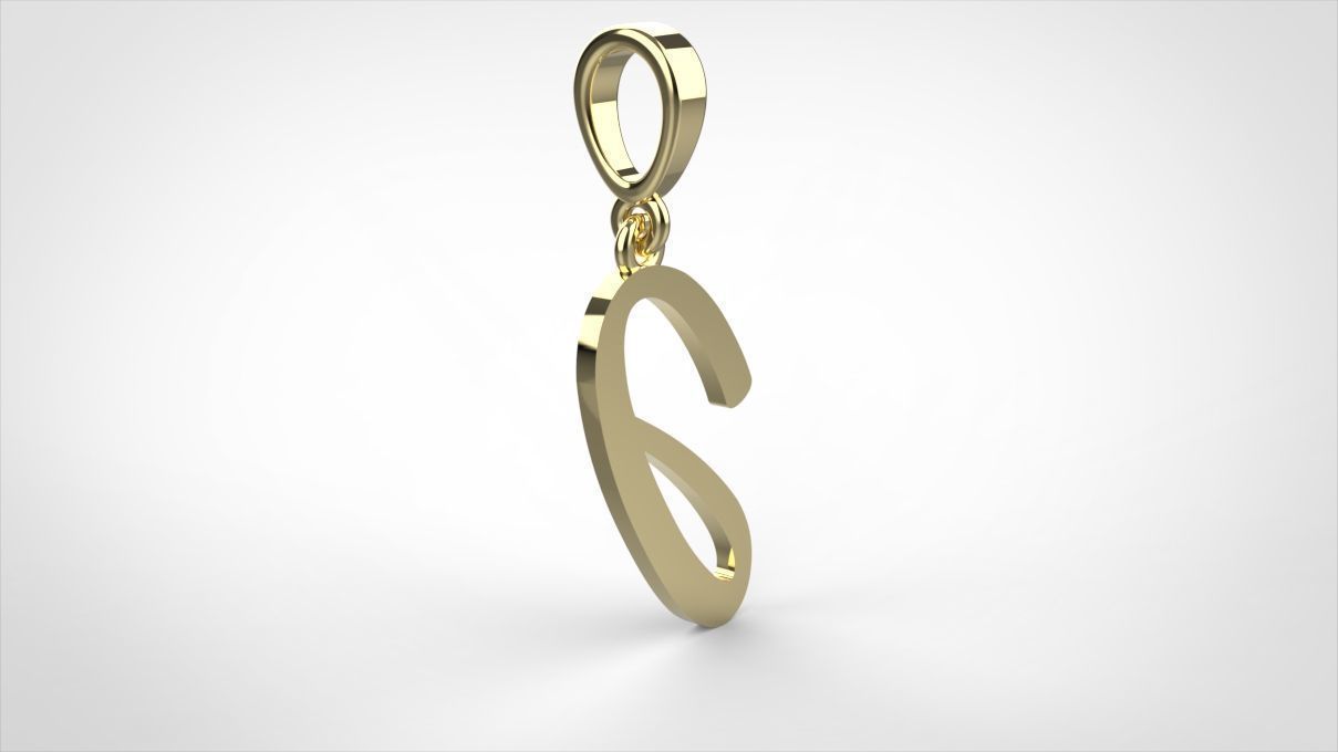 pendant alphabet hundred  J medium  3D print model_7