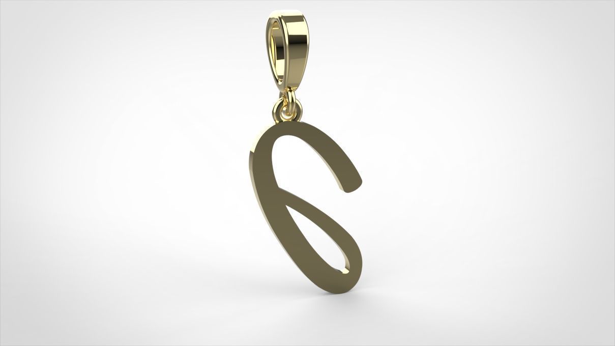 pendant alphabet hundred  J medium  3D print model_8