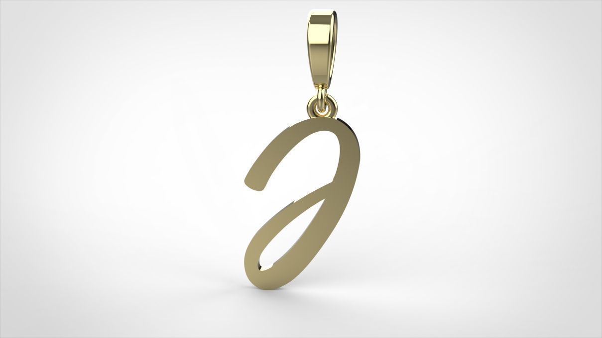 pendant alphabet hundred  J medium  3D print model_1