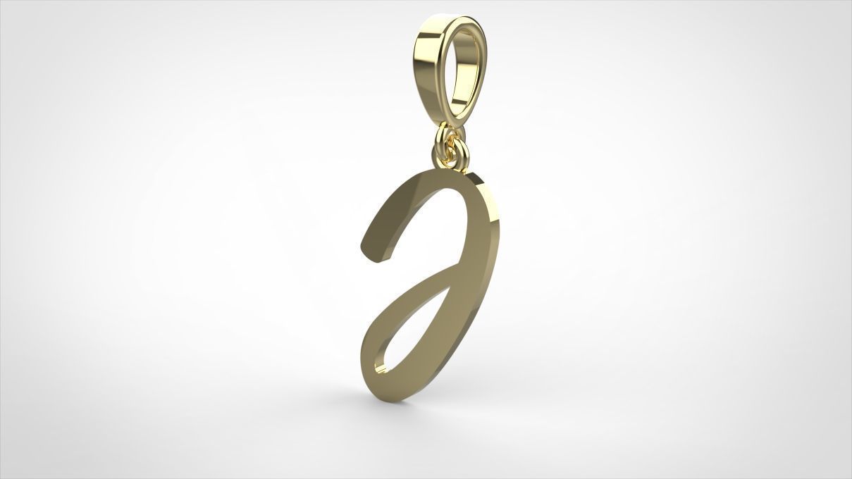 pendant alphabet hundred  J medium  3D print model_4