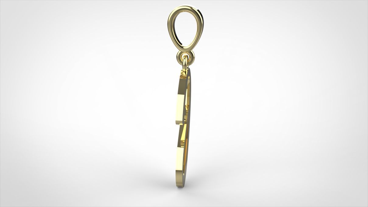 pendant alphabet hundred  J medium  3D print model_2