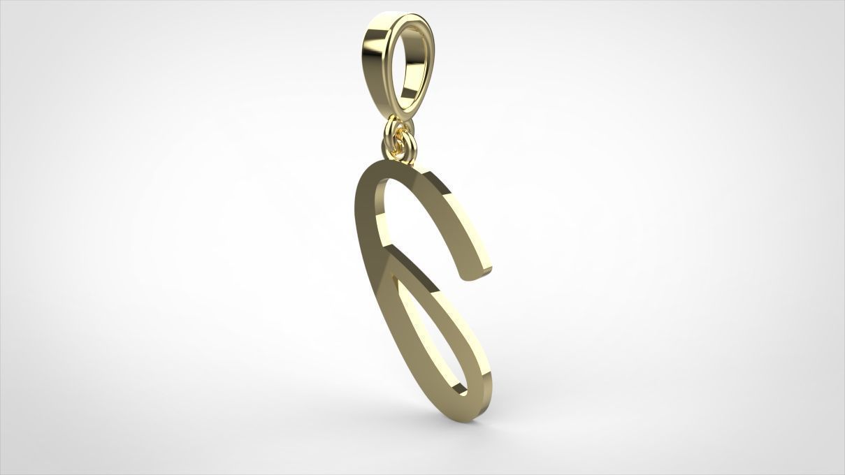 pendant alphabet hundred  J medium  3D print model_10